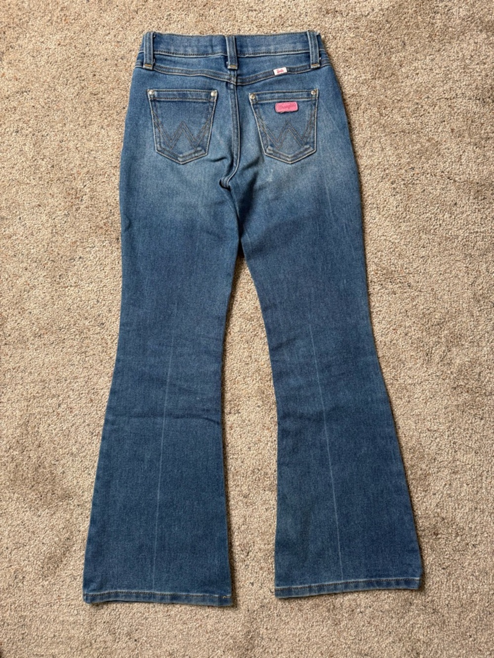 Barbie Wrangler Blue Denim Girls Jeans 2 Pair with Pink Accents size 12 - Picture 2 of 14